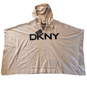 DKNY Oatmeal Hooded Cape Top. 1X. New.